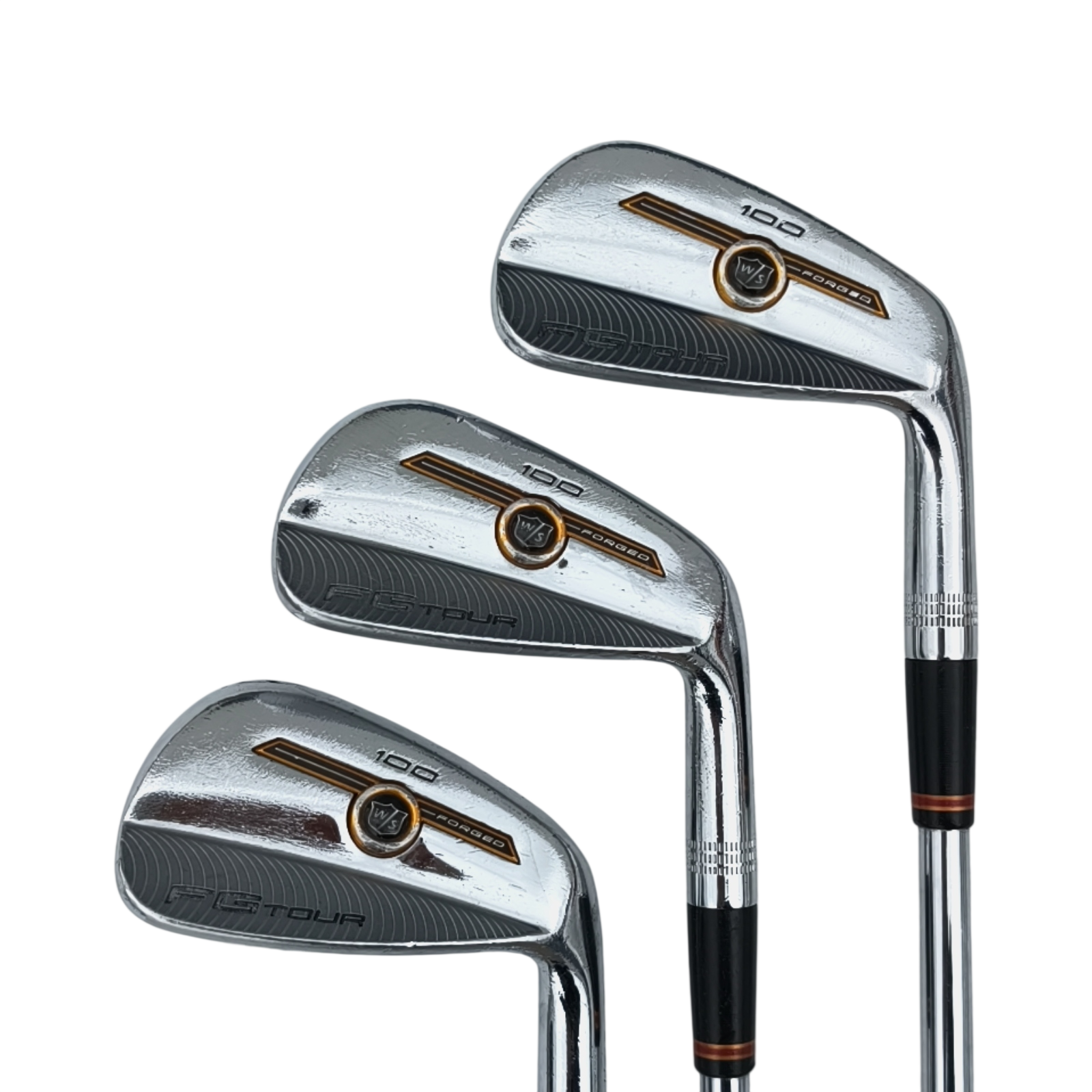 Brugt Wilson Staff FG Tour 100 jernsæt 3 til PW med stål skaft og stiv flex